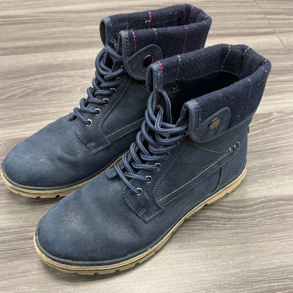 Cliffs by White Mountain Boots Women’s 7M Karlyssa Hiking Blue Leather Lace Up - Picture 2 of 11